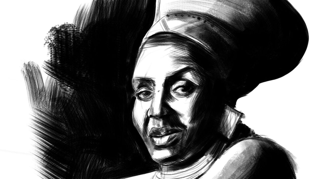 The South African-born artist has illustrated 10 musicians from his homeland for this first stamp collection for the South African Post Office including Miriam Makeba, pictured, who is largely recognized for helping bring African music off the continent to an eager global audience. <br /><br />To create the digital etchings, he started by roughly sketching a pencil drawing using a photograph for inspiration. "You start with a pencil drawing and then I would take them to Photoshop and do a rough, tonal drawing over it."
