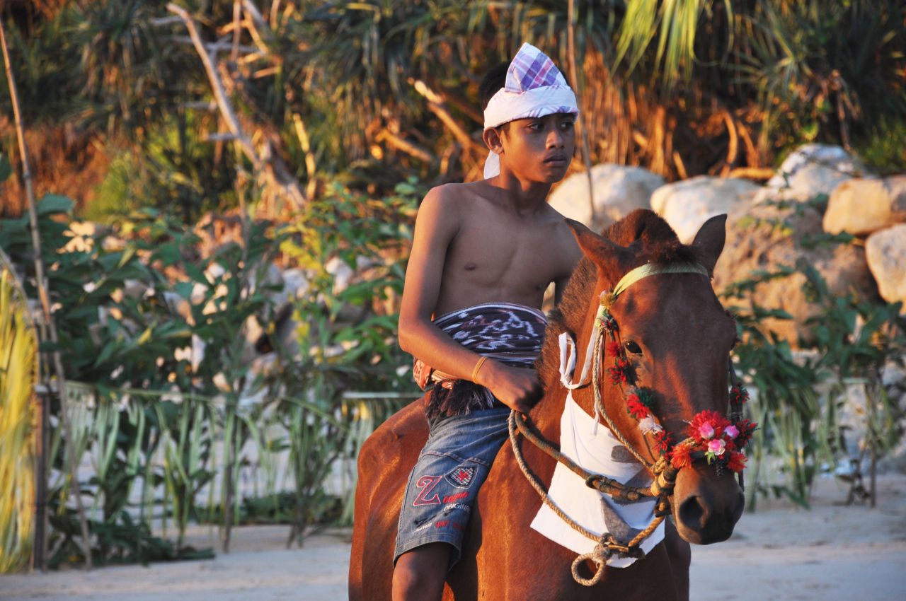 Horses play a big role in Sumbanese culture, which remains fiercely tribal and territorial. Males generally carry swords. Each February and March the island hosts the Pasola Festival, featuring dozens of horseback riders throwing wooden spears at each other.