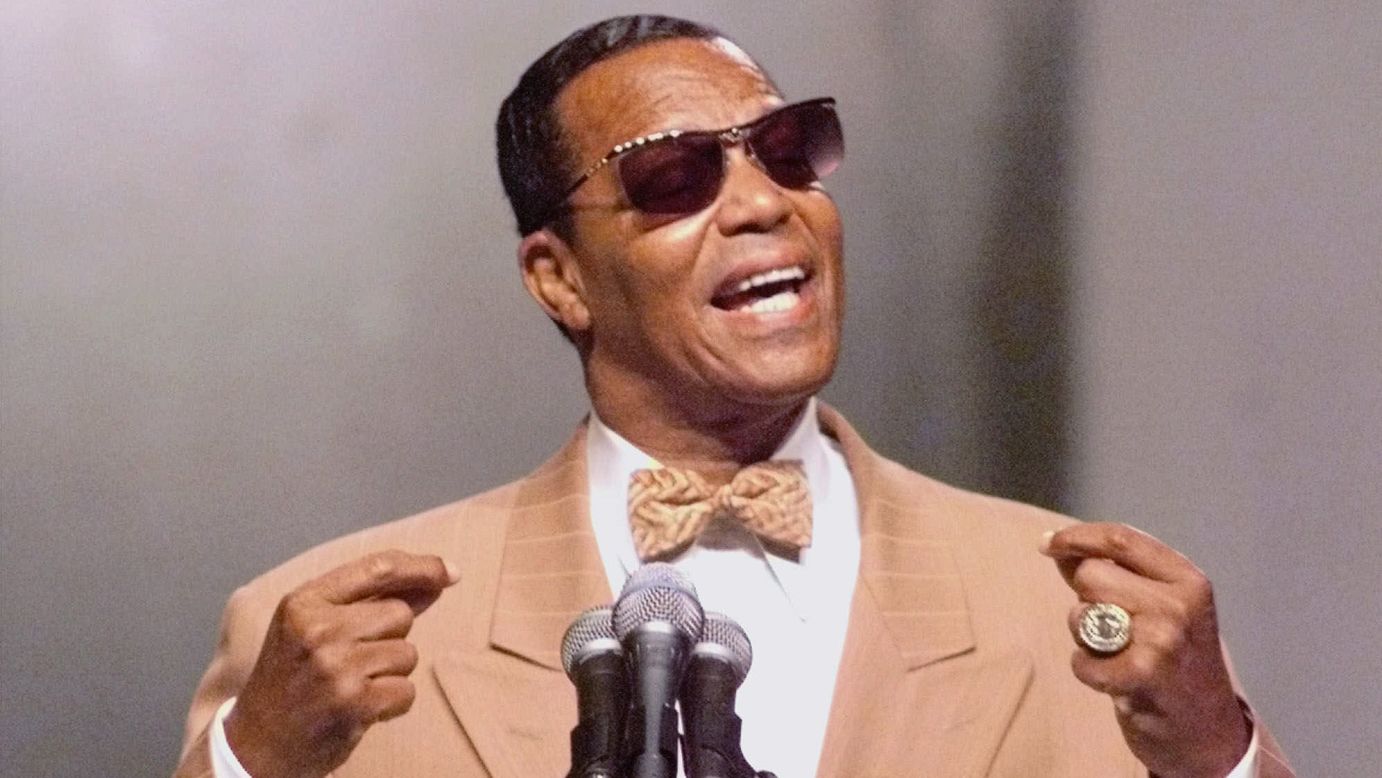 Nation of Islam leader Louis Farrakhan addresses his followers during "Saviour Day" ceremonies at McCormick Place in 1999, in Chicago. Farrakhan often wears a bow tie, as do many adherents of the religion, including former NOI leader Elijah Muhammad.