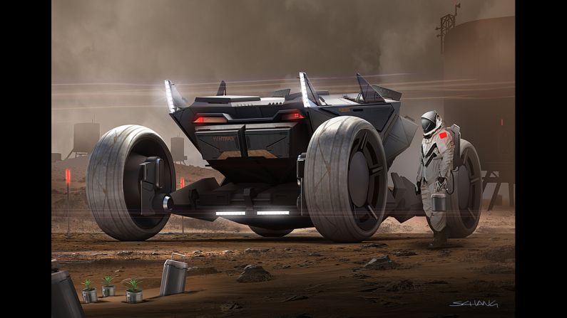 "I'm illustrating what the future looks like," Chang said. "That's my biggest passion." This image shows a concept for a Mars rover.  "I just really love vehicles in general."