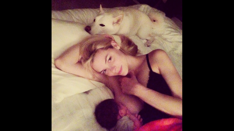 Model Jaime King breastfeeds her son James in this intimate moment. King <a href="http://instagram.com/p/o_zxrKt1Ky/" target="_blank" target="_blank">had a message</a> to spread along with the photo: "Breastfeeding should not be taboo -- and bottle feeding should not be judged -- it's ALL fun for the whole family:)"