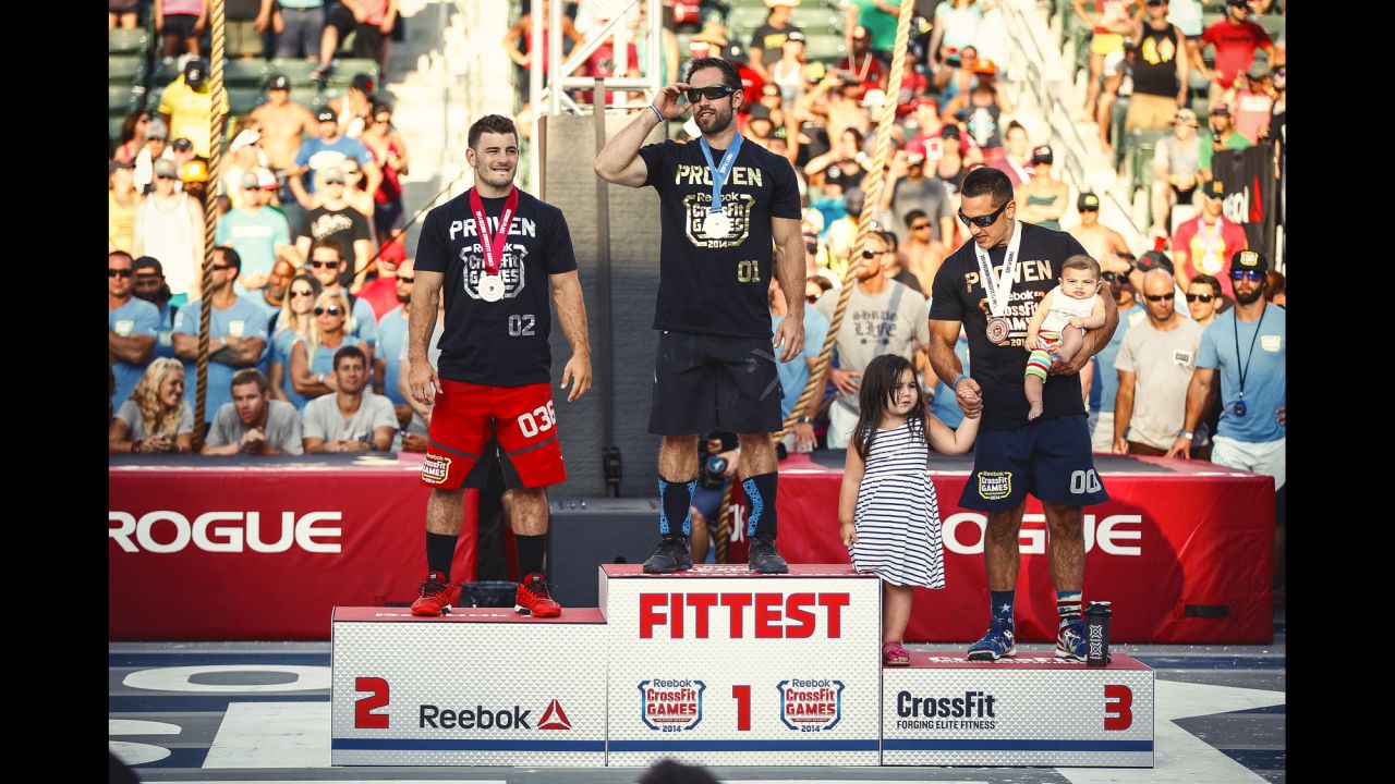 But after a long weekend, Froning emerged with his fourth title of Fittest Man on Earth. He was joined on the podium by Mathew Fraser, left, and Jason Khalipa. 