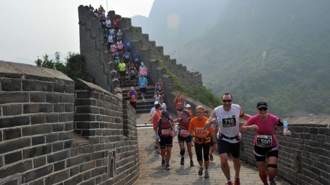 Runners compete in the Great Wall marathon in 2012. The annual race is regarded as one of the most challenging in the world. 