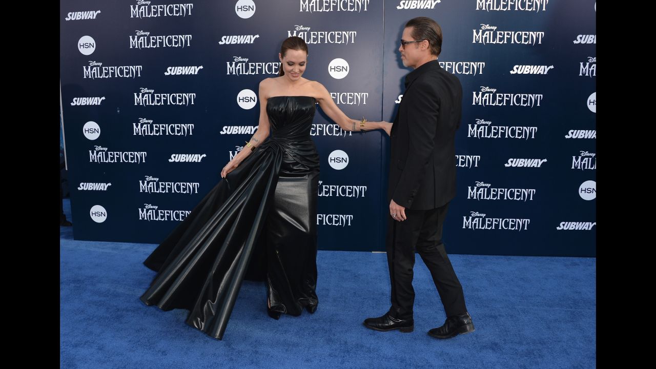 Jolie and Pitt arrive at the premiere of Jolie's "Maleficent" at the El Capitan Theatre in Hollywood on May 28.