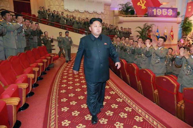 This undated picture, released by North Korea's official Korean Central News Agency (KCNA) on July 28, shows Kim attending a performance given by the State Merited Chorus at the People's Theater in Pyongyang.  