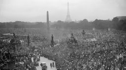 A huge crowd gathers to cheer General de Gaulle at the Place de la Concorde, August 26, 1944, after the liberation of Paris. 