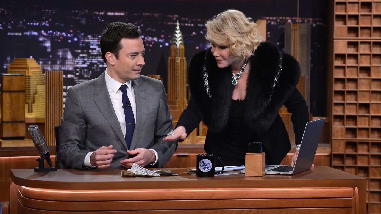 After a falling-out with Johnny Carson, Rivers didn't return to the "Tonight Show" until earlier this year, when Jimmy Fallon took over as host. She was a guest on Fallon's show on February 17.