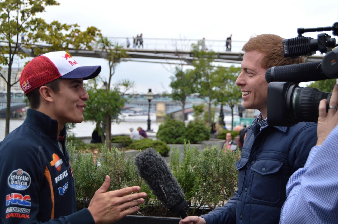 After racing across the Millennium Bridge, the Honda rider found time for an interview with CNN's Jonathan Hawkins.