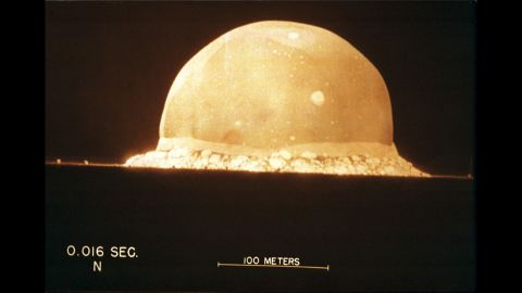 A photograph on display at the Bradbury Science Museum shows the first instant of the first atomic bomb test, on July 16, 1945, at 5:29 a.m. at Trinity Site in New Mexico. The Potsdam Declaration, announced 10 days later, called for Japan's unconditional surrender, threatening "prompt and utter destruction." It did not, however, specifically mention the bomb.