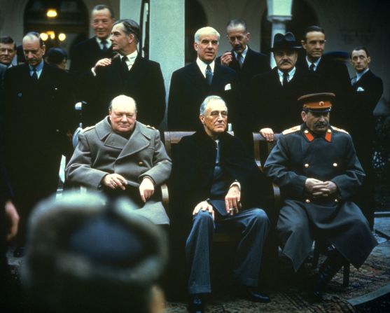 From left, British Prime Minister Winston Churchill, U.S. President Franklin D. Roosevelt and Russian Premier Joseph Stalin at the Yalta Conference on February 1945.  