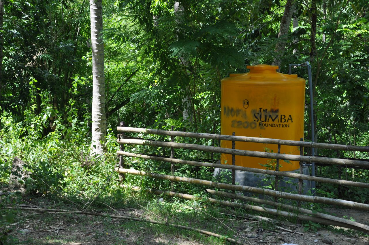 The Sumba Foundation has built wells and more than 200 water stations. Villages were built on hills to guard against attack, but getting water is difficult and can take a full day to fetch. New supplies enable women and children to go to school or work rather than trek all day for water.