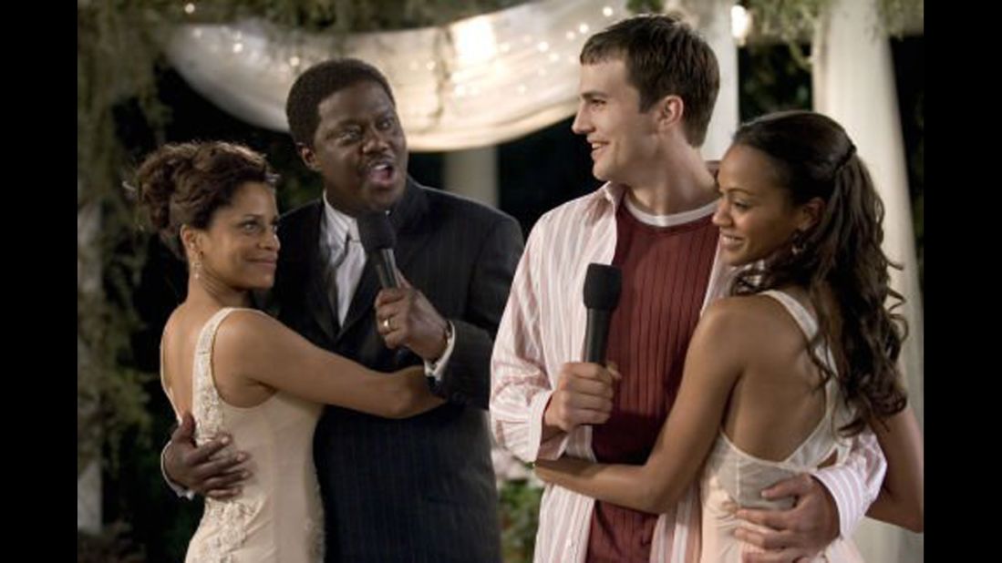 <strong>"Guess Who" (2005)</strong>: This modern-day retelling of the classic 1967 film "Guess Who's Coming to Dinner" finds an interracial couple (Ashton Kutcher and Zoe Saldana) trying to win the approval of her father (Bernie Mac). (<strong>Netflix</strong>) 