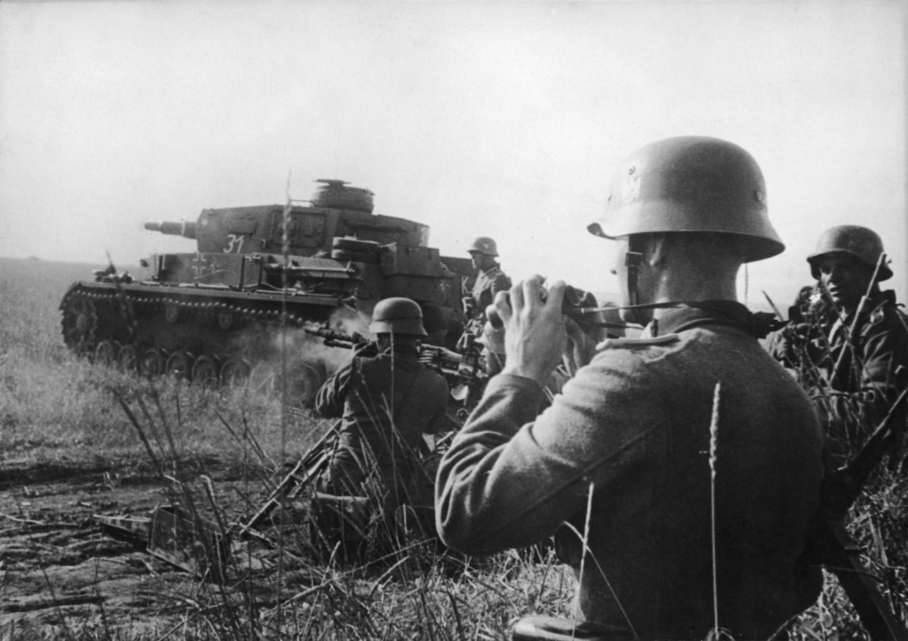 German tanks and infantry attack Soviet positions on the Eastern Front. On June 22, 1941, Germany broke its Non-Aggression Pact with the Soviet Union, launching the bloodiest theater of the war. Though the estimates vary greatly, Russia suffered the most war casualties of any nation in World War II -- as many as 13.8 million military deaths. Estimates of civilian deaths from military action, crimes against humanity, starvation and disease are as high as 9 million.