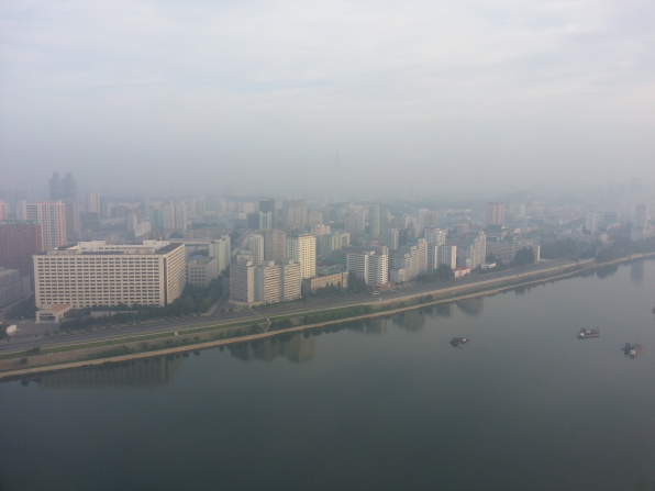 Good morning from a hazy Pyongyang, North Korea. The view from my 41st floor hotel room.