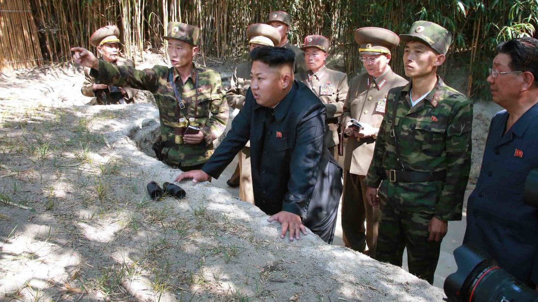 Kim tours a front-line military unit in this image released Wednesday, July 16, by the KCNA.