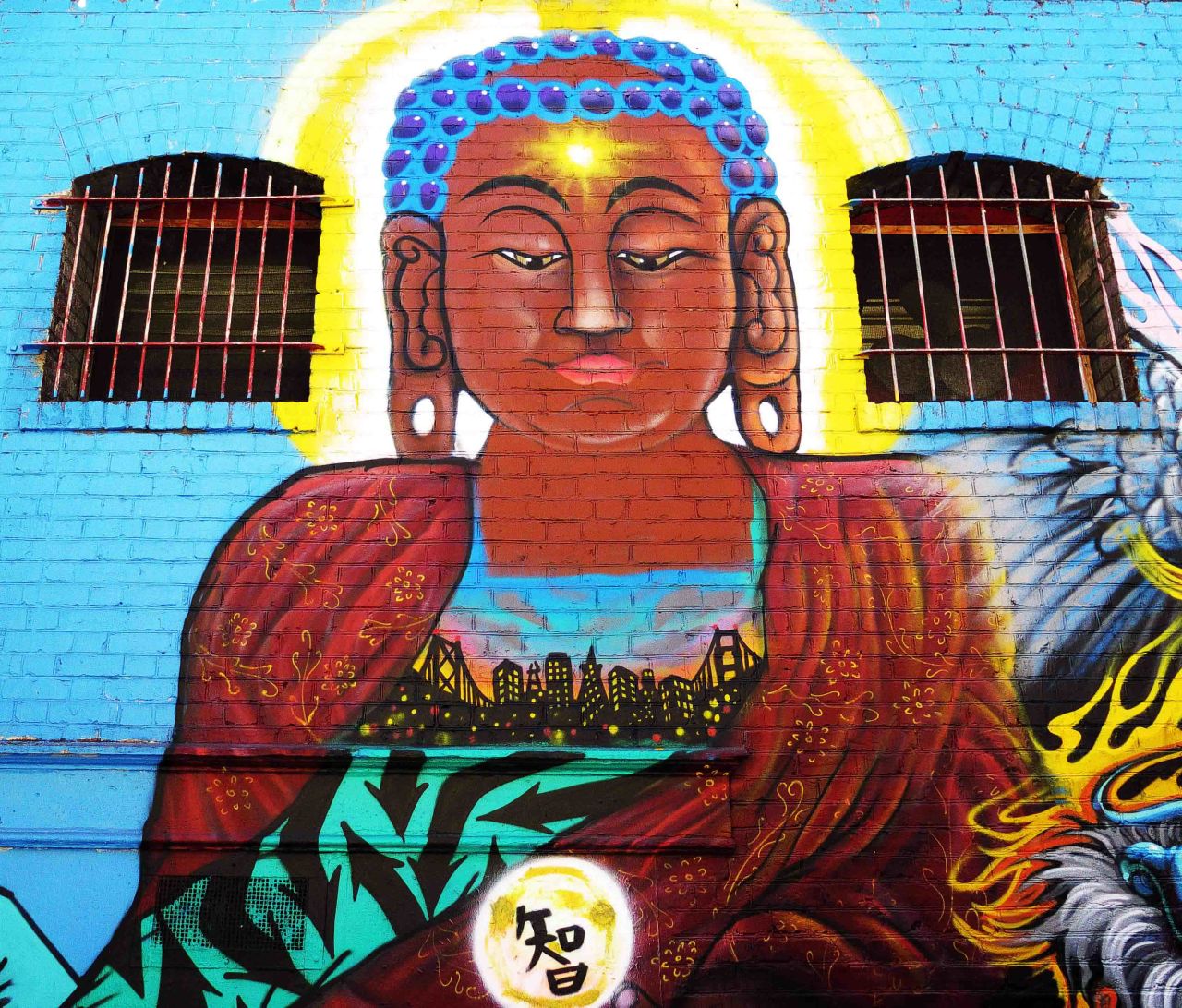 The brick walls of San Francisco's Chinatown are an ideal surface for muralists to display their art.