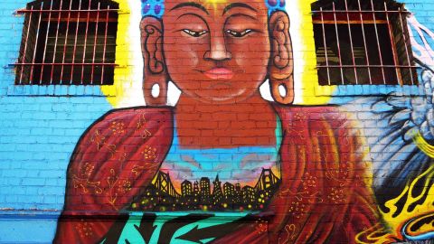 The brick walls of San Francisco's Chinatown are an ideal surface for muralists.