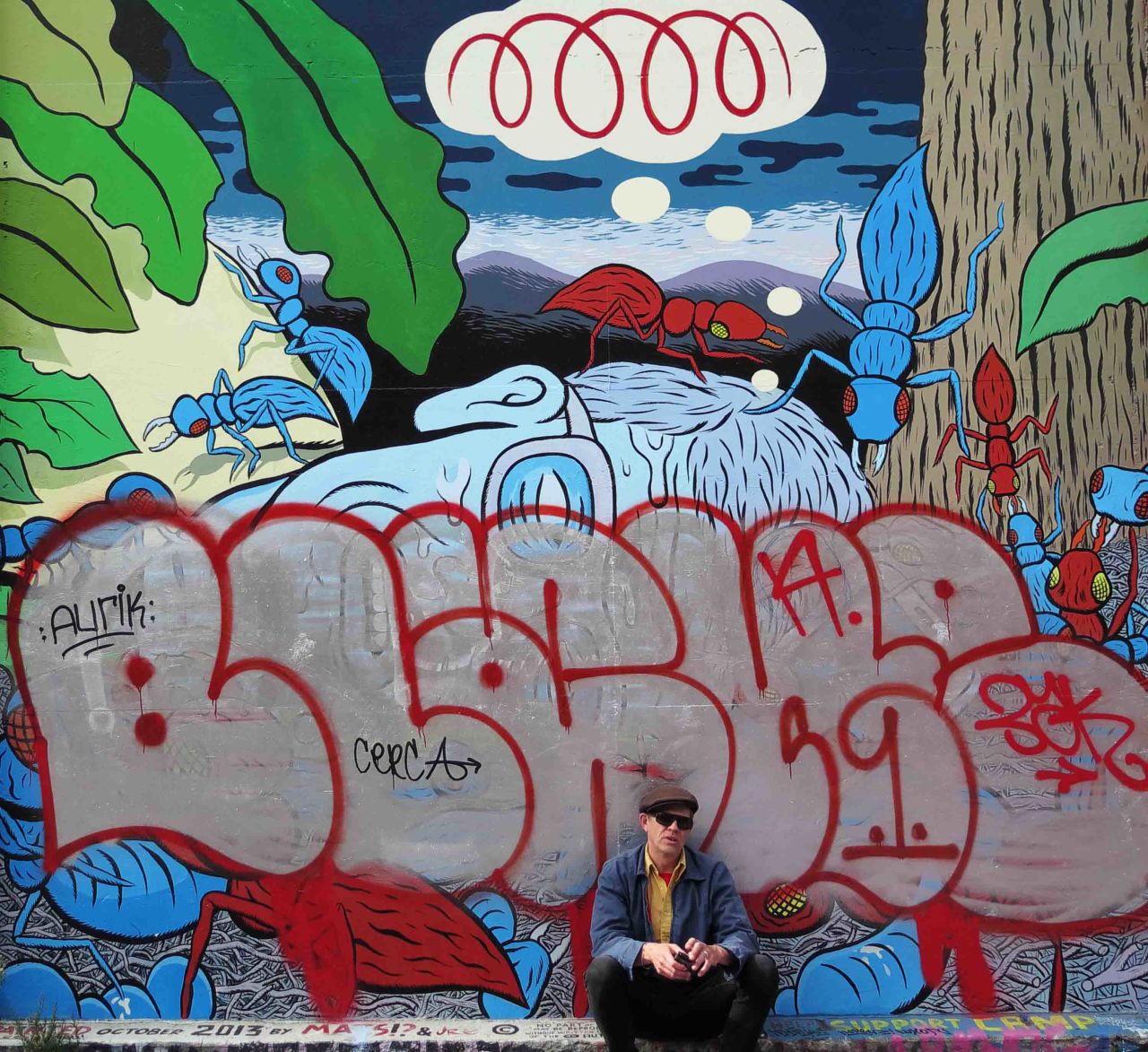 Mats Stromberg (pictured) completed his "Giant Selfie" mural in San Francisco's Mission District in 2013, but blobs of silver-colored letters outlined in red, spelling the name "Blake," smothered much of it in July.