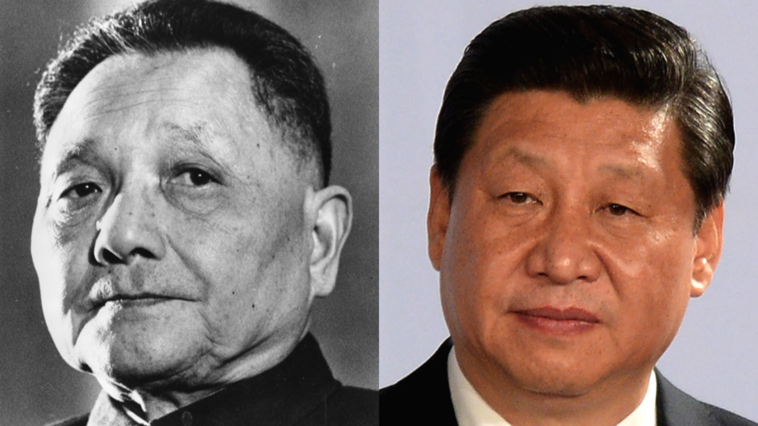 (Left) Deng Xiaoping ruled as "paramount leader" from 1978 to 1992; (right) Xi Jinping, current president of the People's Republic of China.