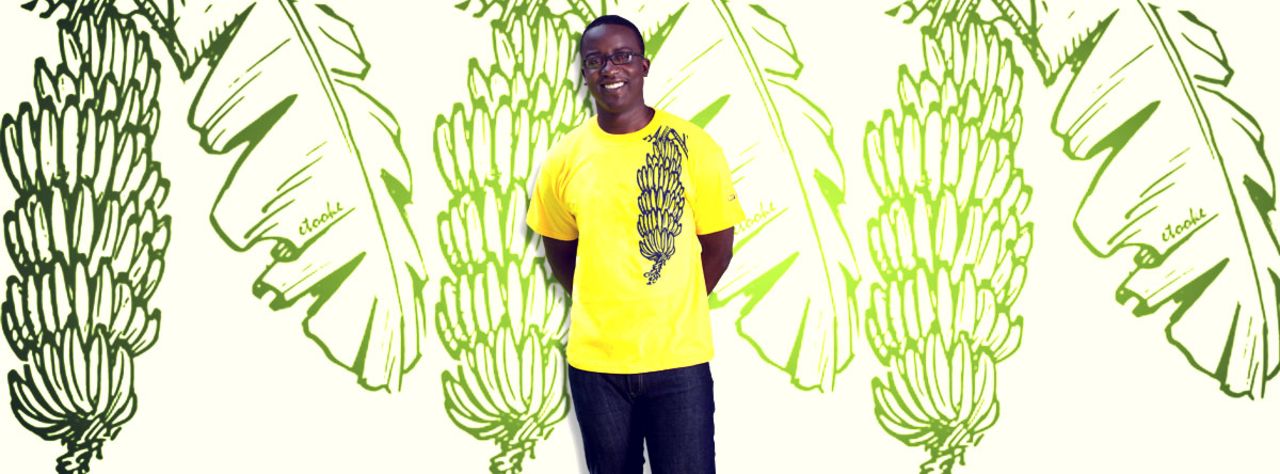  A picture of a matooke, a staple food in central and south western Uganda is featured on this t-shirt as part of the company's <em>In Your Face</em> series.