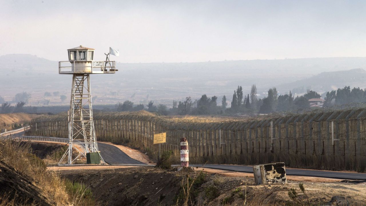 A  watchtower overlooks the Golan Heights on August 29, 2014.