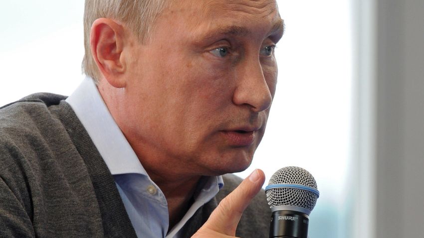 Russia's President Vladimir Putin speaks during the youth forum 'Seliger-2014' at Seliger lake, northern Russia, on August 29, 2014. Putin insisted that Kiev must enter substantial talks with pro-Russian rebels amid a dramatic escalation of the fighting in Ukraine. AFP PHOTO / RIA-NOVOSTI / POOL / MIKHAIL KLIMENTYEVMIKHAIL KLIMENTYEV/AFP/Getty Images