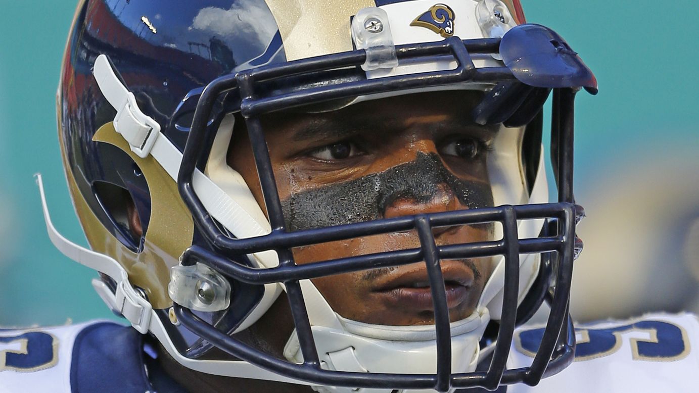 Michael Sam looks on prior to the NFL preseason game between the St. Louis Rams and the Miami Dolphins on Thursday, August 28. Sam, who made history as the first openly gay player to be drafted into the NFL, <a href="http://www.cnn.com/2014/08/30/us/michael-sam-nfl/index.html">did not make the Rams' final 53-man roster.</a> "The most worthwhile things in life rarely come easy, this is a lesson I've always known," Sam tweeted. "The journey continues."