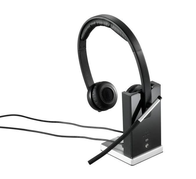 Logitech's wireless headset enables users to take phone calls up to 300 feet away from the office.