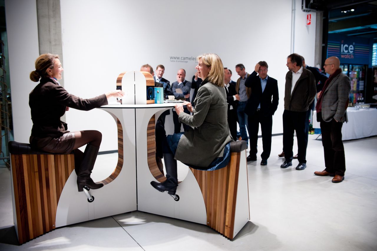 Wewatt's desks charge up to 12 devices at once - with all of the man (and woman) power generated through pedalling.