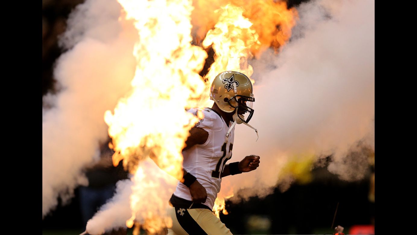 New Orleans Saints wide receiver Marques Colston is introduced to the home crowd before the NFL preseason game against Baltimore on Thursday, August 28.