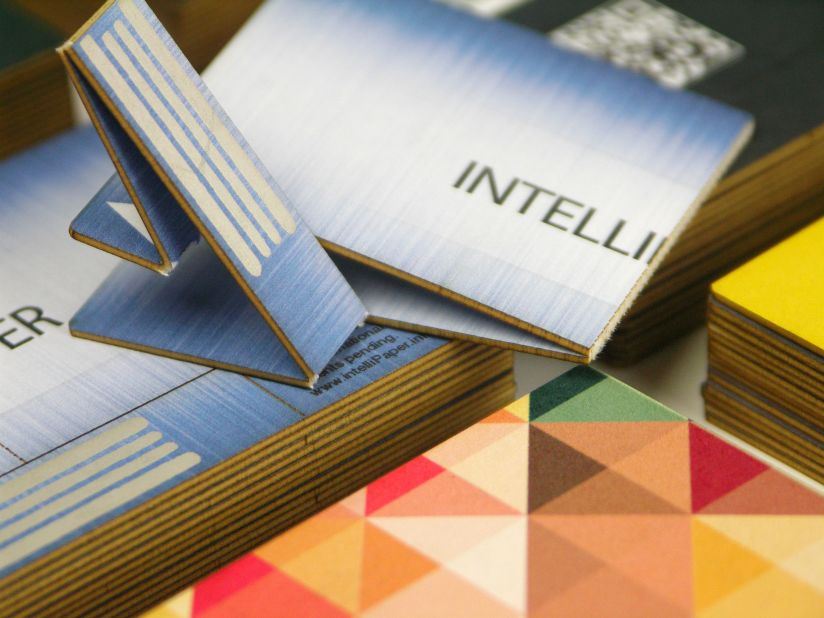 Intellipaper's business card also functions as a memory stick, which can be updated even after its first use.