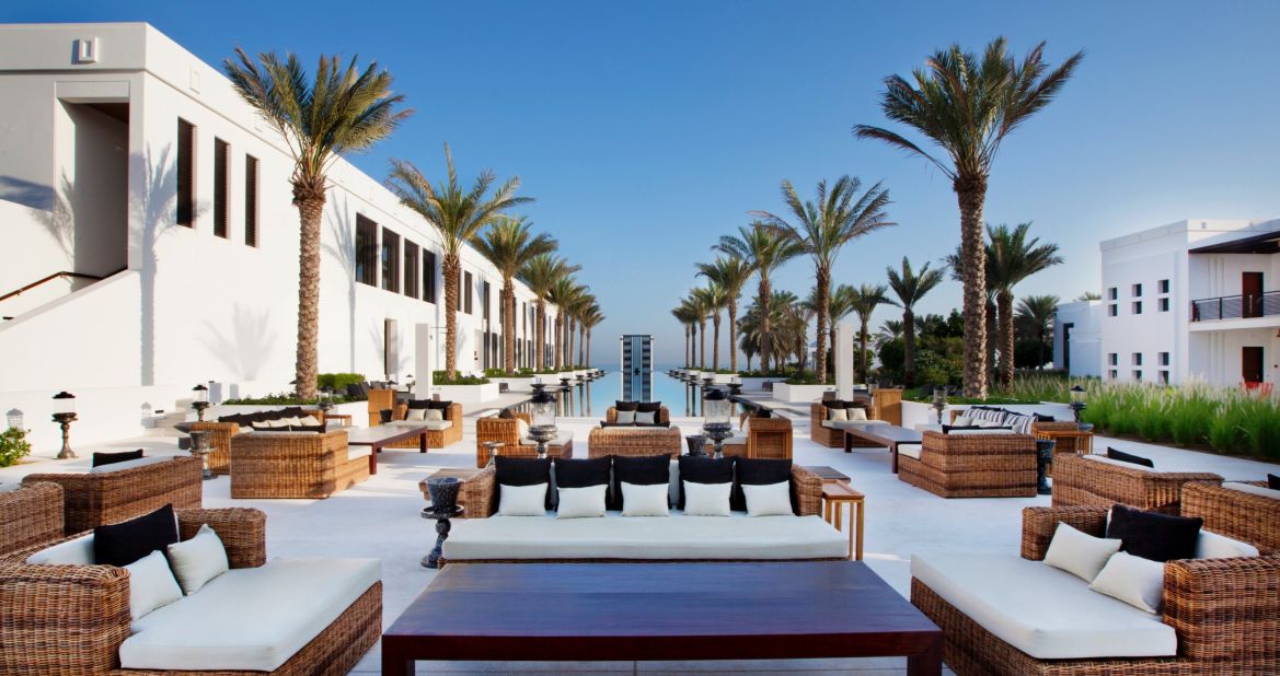 The Chedi Muscat's narrow infinity pool, which the hotel claims is the longest pool in all of Oman, stretches to the Indian Ocean and is a major draw for both for foreign tourists and locals. 