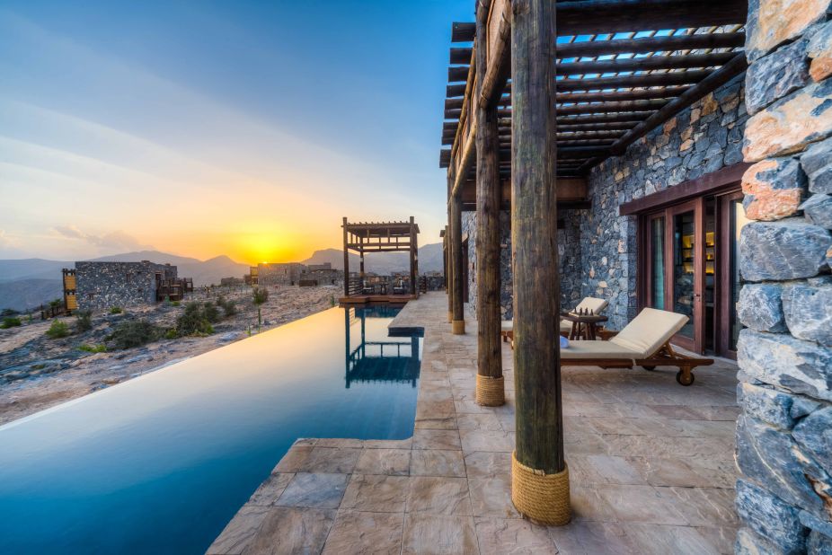 Perched 2,000 meters above sea level, Oman's Alila Jabal Akhdar overlooks a dramatic gorge and neighboring Al Hajar mountains. The Jabal Terrace has the best views.