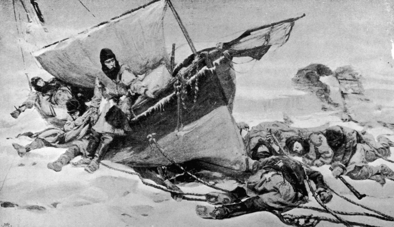 This painting, by W Turner Smith, illustrates the hardships facing the 129 crew members who took part in Franklin's doomed expedition to traverse the Northwest Passage.