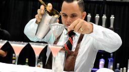Bartender Justin Parks competes in the Shake It Up competition at the 29th annual Nightclub & Bar Convention and Trade Show at the Las Vegas Convention Center on March 25, 2014 in Las Vegas, Nevada. (Photo by David Becker/Getty Images for Nightclub & Bar Media Group)