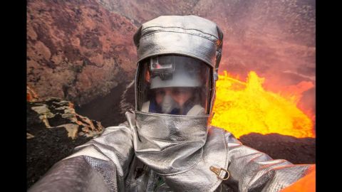 Television personality George Kourounis takes a selfie at Ambrym, a volcanic island in Vanuatu, on Wednesday, August 27. "Volcano #selfie. When normal selfies are not extreme enough!" <a href="https://twitter.com/georgekourounis/status/504782538624094208/photo/1" target="_blank" target="_blank">he tweeted.</a>