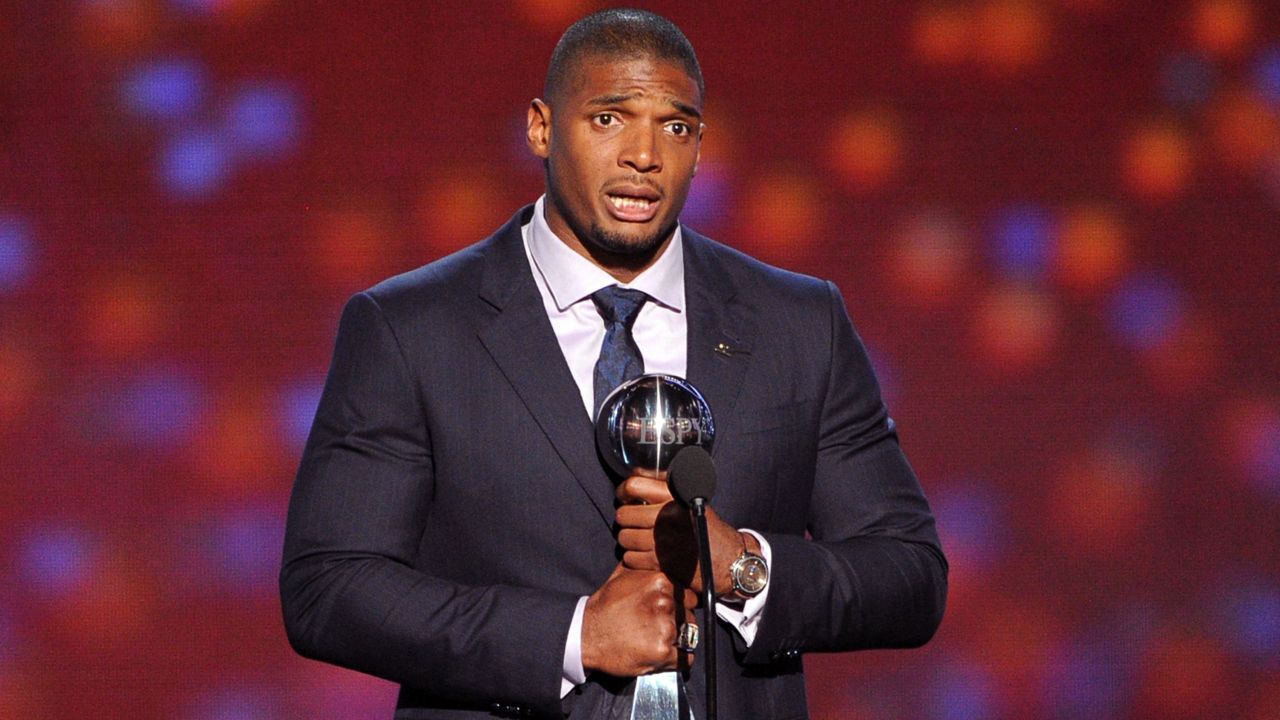 Sam accepts the Arthur Ashe Courage Award during the 2014 ESPYs on July 16. "Great things can happen when you have the courage to be yourself," Sam said while accepting the award, which is given to those who have shown strength in the face of adversity and stood up for their beliefs.