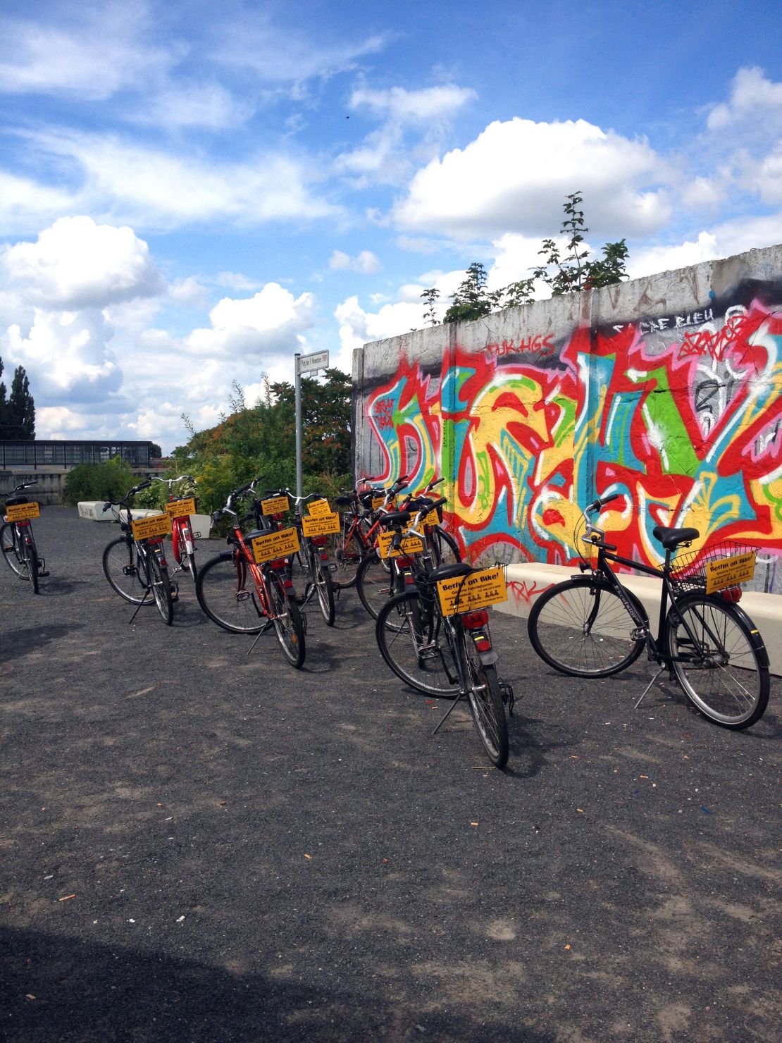 Cycles at the Platz des November 1989, the point where thousands of people breached the Berlin Wall 25 years ago.