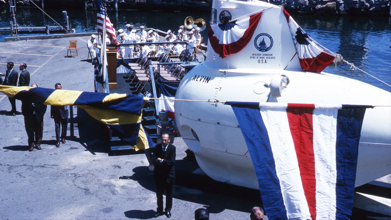 The sub is named in honor of Woods Hole Oceanographic Institute (WHOI) scientist Allyn Vine, who pushed tirelessly in the '50s to turn the idea of a deep-sea submersible into a reality. The manned deep submergence vehicle was finally commissioned on June 5, 1964, pictured. 