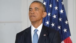 U.S. President Barack Obama listens as his Baltic counterparts deliver their statements after a multilateral meeting in Kadriorg Art Museum in Tallinn, Estonia, September 3, 2014. 