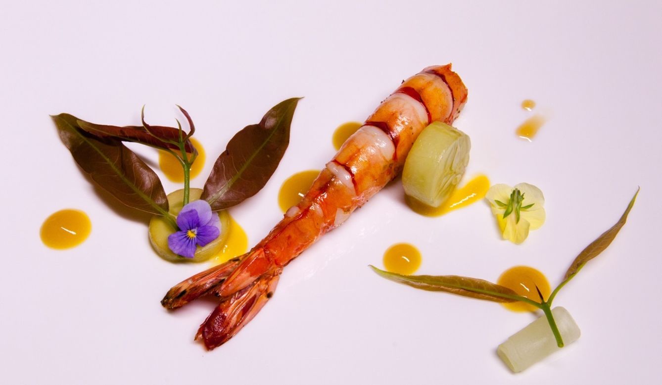 <strong>The dish: </strong>Tiger prawn with cucumber and mango by chef Rodrigues. <br /><br />"Our roots and traditions are always present in all the dishes that we create," says the Portuguese executive chef at the Michelin-starred Feitoria restaurant.  