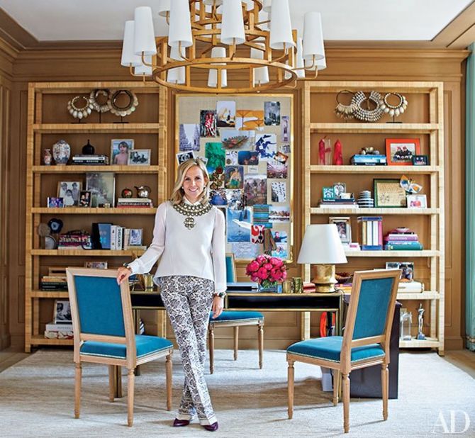 Fashion impresario Tory Burch in her New York office, which was decorated with the help of AD100 firm Daniel Romualdez Architects. <a href="http://www.architecturaldigest.com/decor/2014-09/tory-burch-manhattan-office-slideshow?mbid=synd_cnn" target="_blank" target="_blank">See more photos on ArchDigest.com</a>