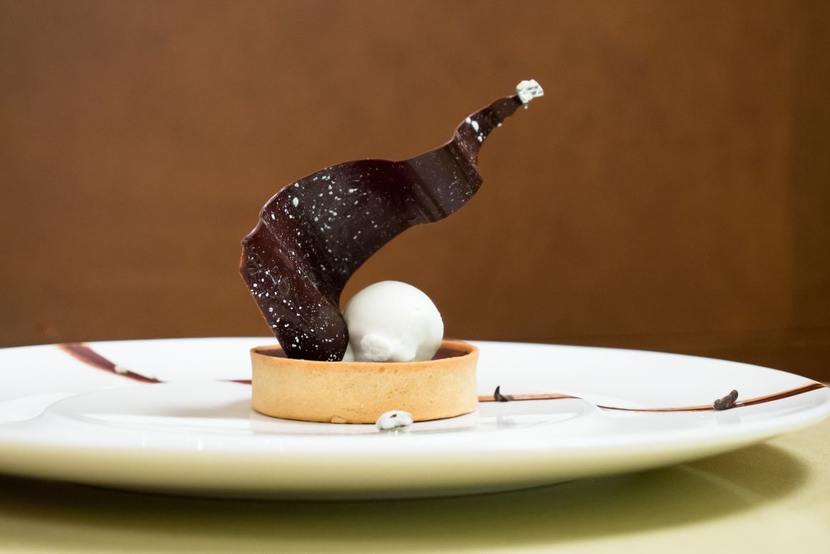<strong>The dish:</strong> Chocolate tart, soft mascarpone cream and coffee, by chef Dufroux, owner of Bistrot Belhara.    <br />