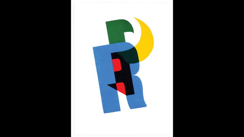 "The P is a shadow letter. It looks more like a puzzle, or a playful little thing, which is what Paul used to do in his own work and children's books. He used flat areas of color, geometric shapes, and things like that," Kitching says. 