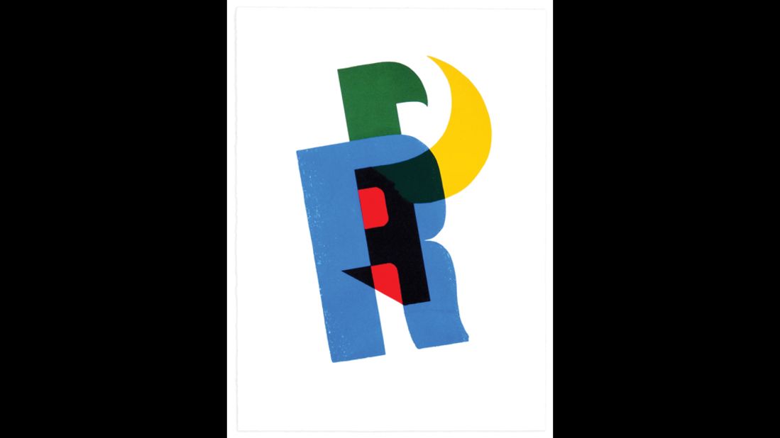 "The P is a shadow letter. It looks more like a puzzle, or a playful little thing, which is what Paul used to do in his own work and children's books. He used flat areas of color, geometric shapes, and things like that," Kitching says. 