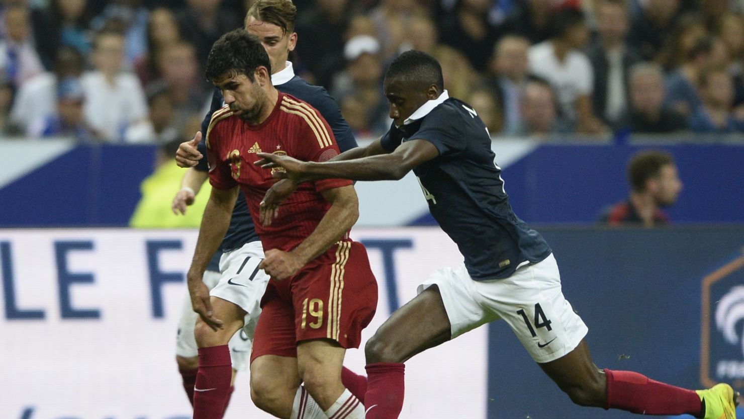 Diego Costa failed to hit the target as Spain suffered a 1-0 defeat against France in Paris.