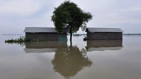 Houses in Balimukh, India, are flooded on Sunday, August 17.