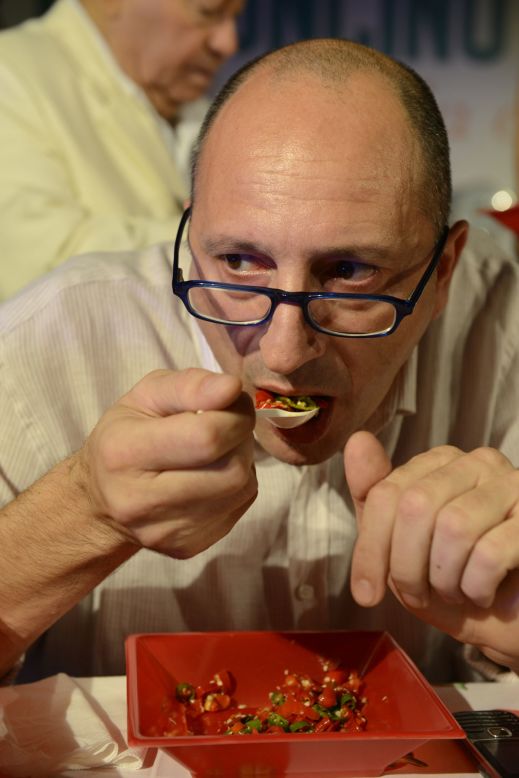 Maurizio Capocchiano, who won the 2013 Chilli Eaters' Marathon, hopes to break the record this year by eating 800 grams of peppers.