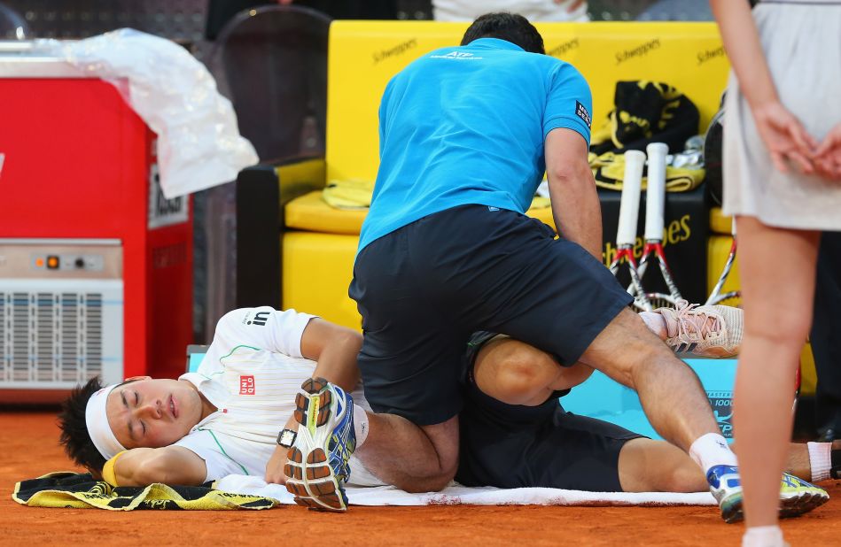 Having won the 2014 Barcelona Open, Nishikori then reached his first Masters-level final in Madrid, but was forced to retire in the deciding set against Rafael Nadal due to a back injury. He was in control of the match before the injury took its toll. 