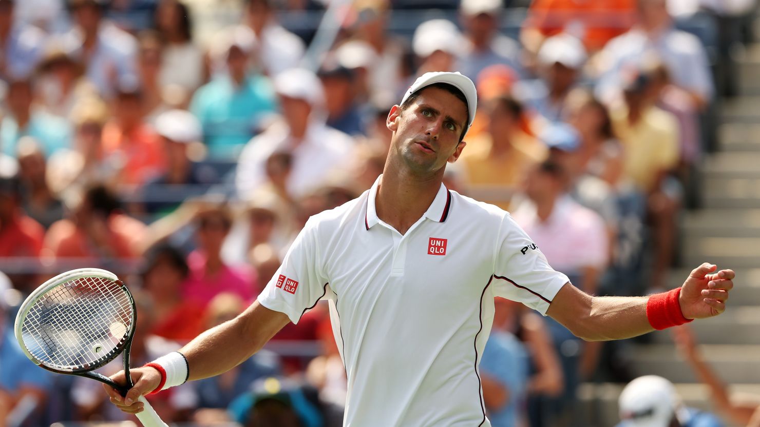 World number one Novak Djokovic in action against Japan's Kei Nishikori.